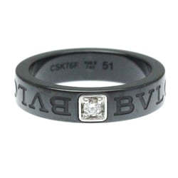 Bvlgari Double Logo Ceramic,White Gold (18K) Fashion Diamond Band Ring