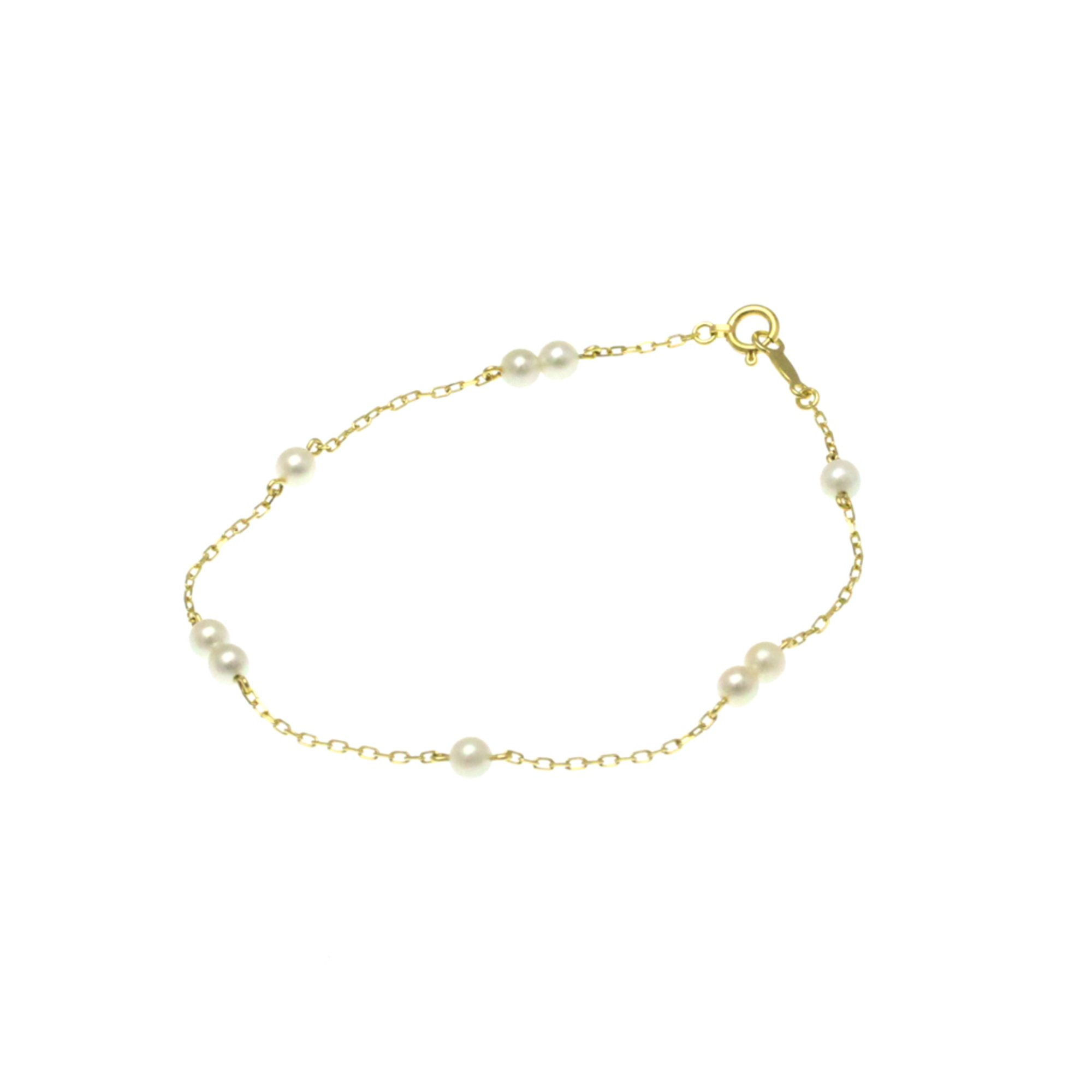Mikimoto Pearl Station Bracelet Yellow Gold (18K) Pearl Charm Bracelet Gold