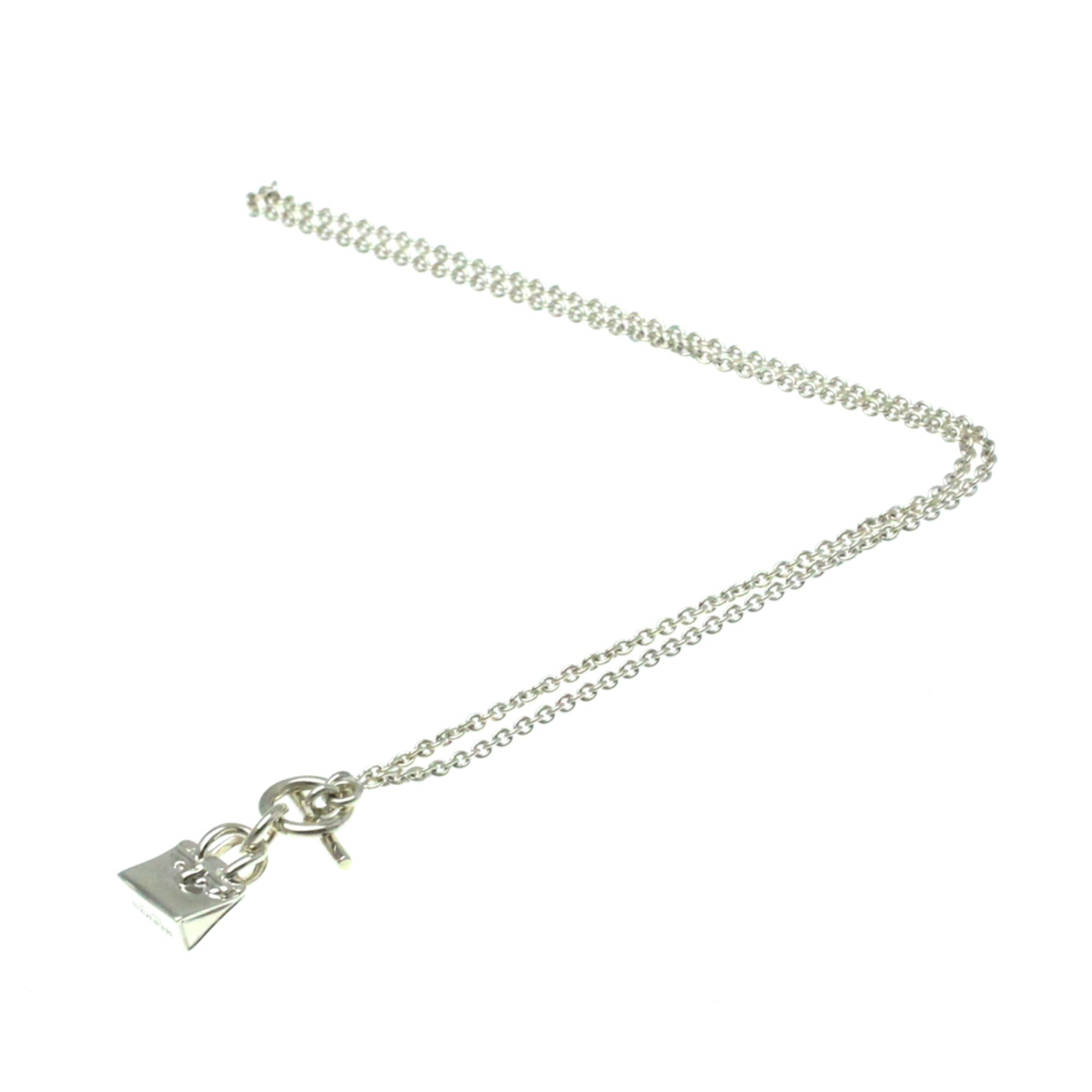 Hermes Birkin Motif Necklace Silver 925 No Stone Men,Women Fashion Pendant Necklace (Silver)