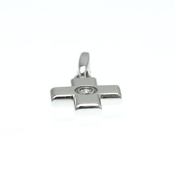 Cartier Cross Charm White Gold (18K) Diamond Women's Fashion Pendant Necklace (Silver)