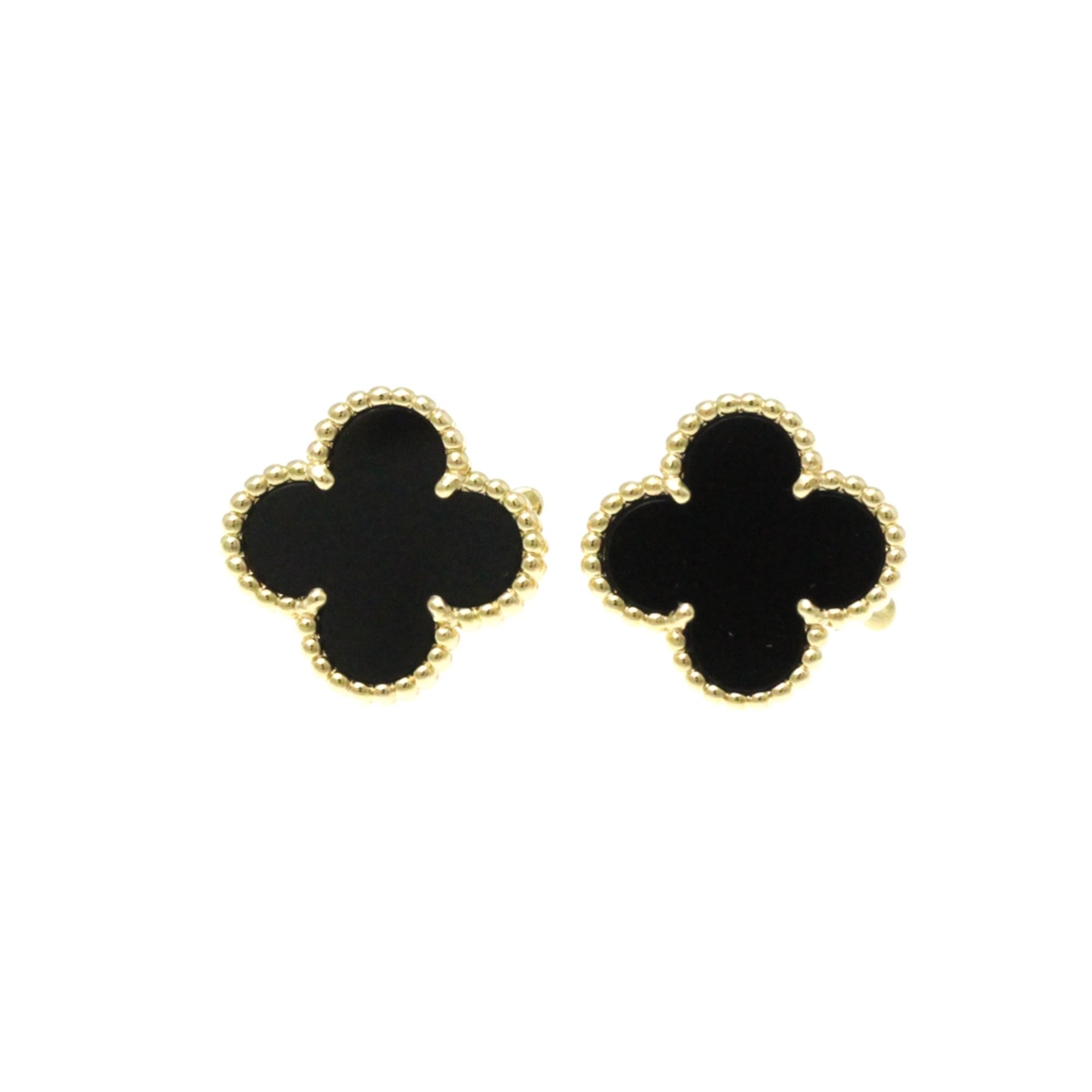 Van Cleef & Arpels Vintage Alhambra VCARA44200 Onyx Yellow Gold (18K) Stud Earrings Gold