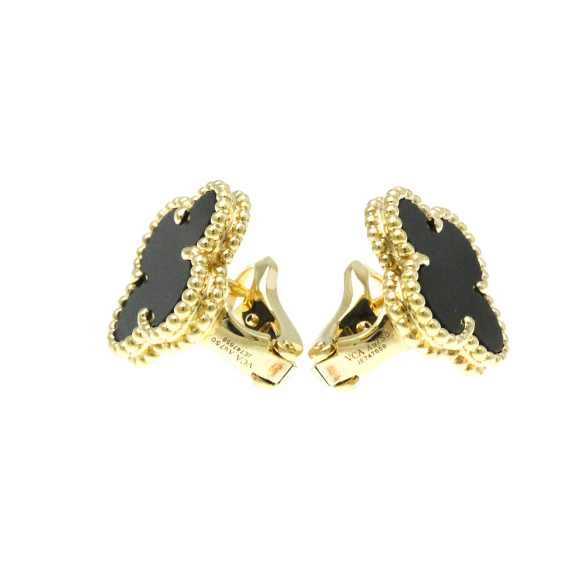 Van Cleef & Arpels Vintage Alhambra VCARA44200 Onyx Yellow Gold (18K) Stud Earrings Gold