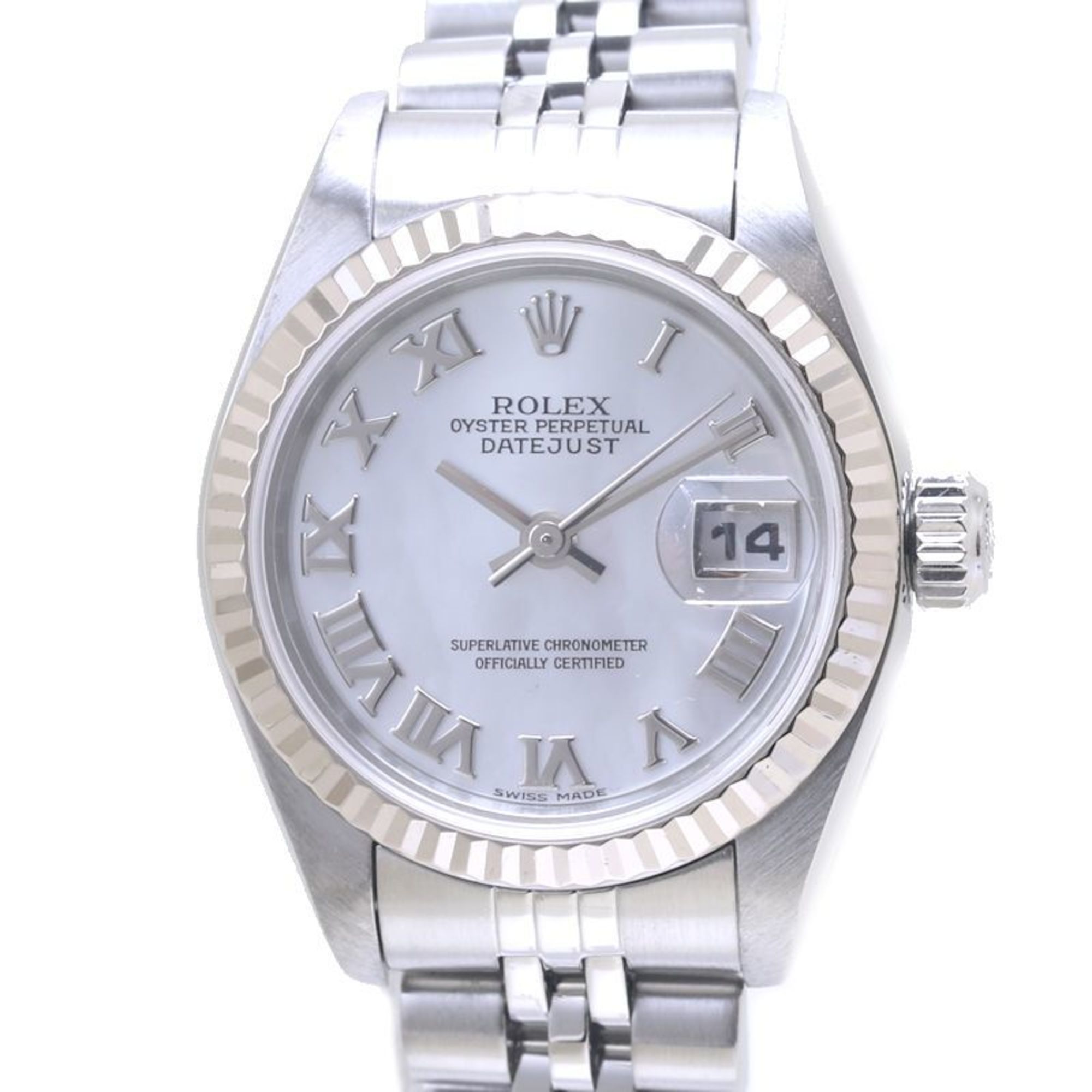 ROLEX Rolex Datejust 79174NR White Shell Roman K18WG Gold x Stainless Steel Ladies 39486 Watch