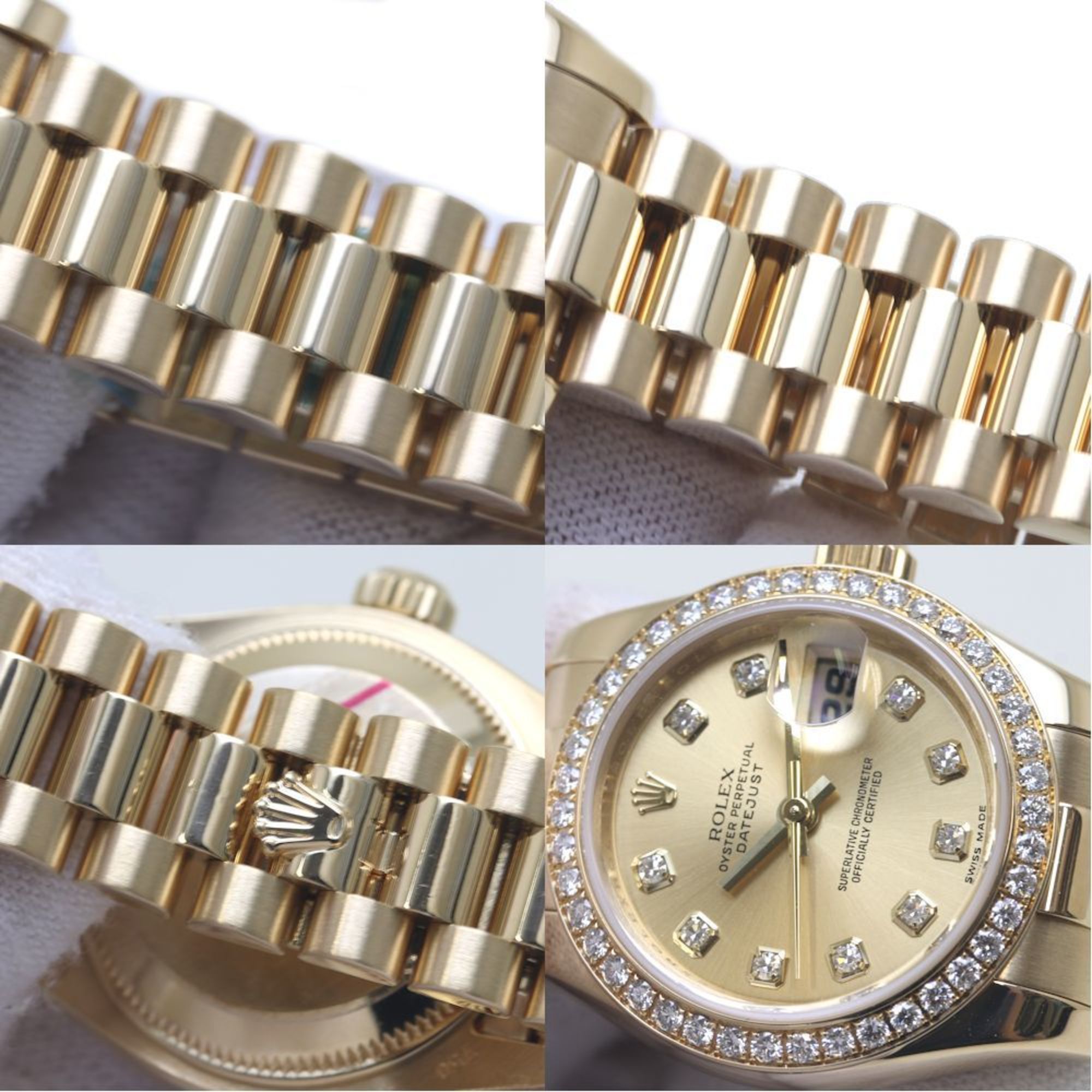 ROLEX Rolex Datejust 179138G Bezel Diamond 10P K18YG Yellow Gold Ladies 39485 Watch