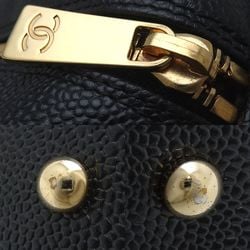 CHANEL Chain Tote Bag A18004 Caviar Skin Black 351359