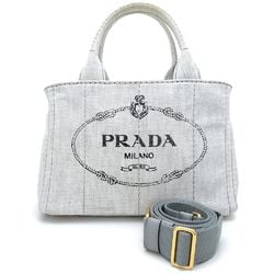 PRADA Prada Canapa Tote B2439G 2Way Bag Canvas Grey 351347
