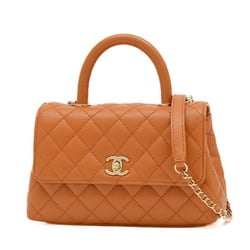 Chanel Coco Handle Handbag XS Caviar Skin Brown A92990