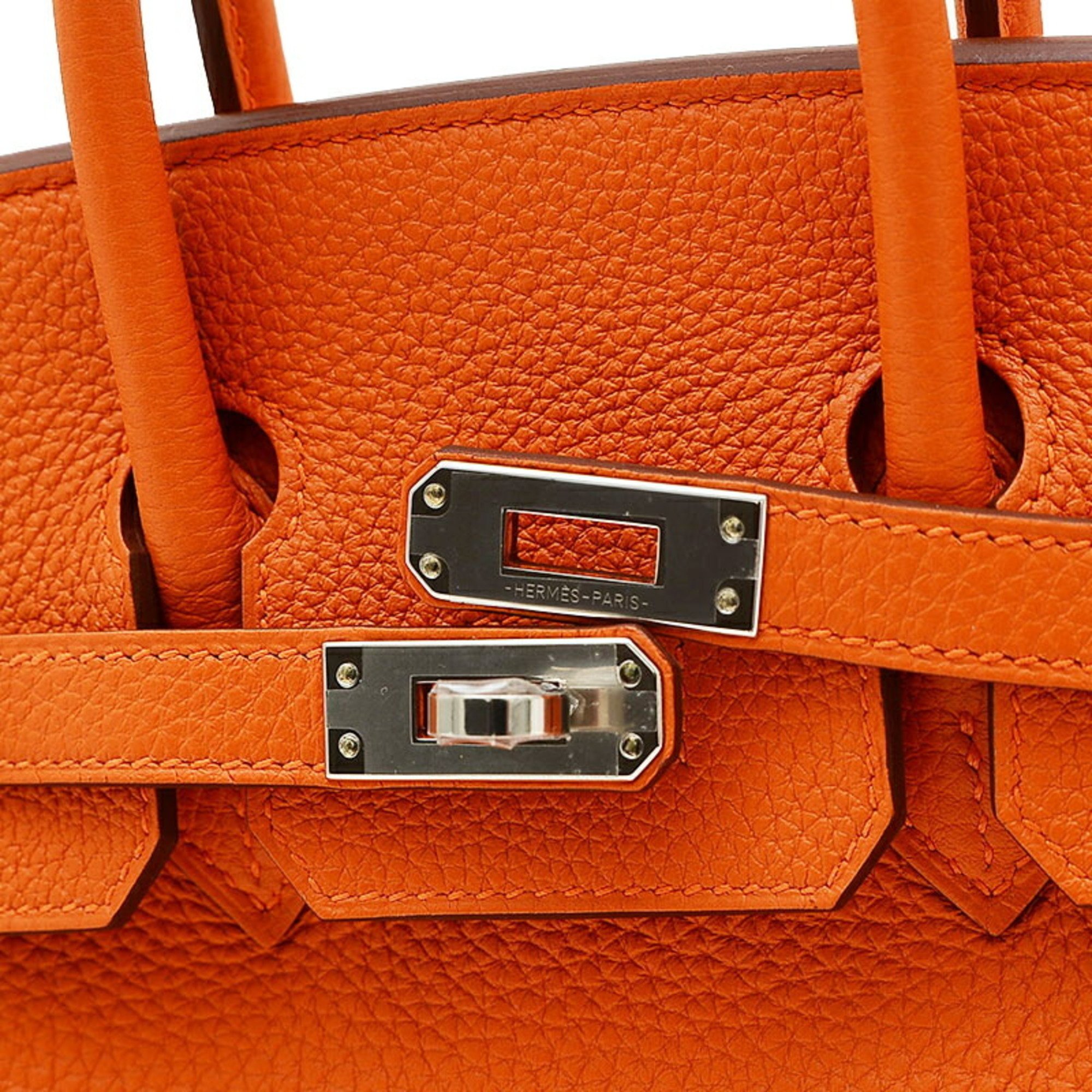 Hermes Birkin 25 Handbag Togo Orange Amber B Stamp