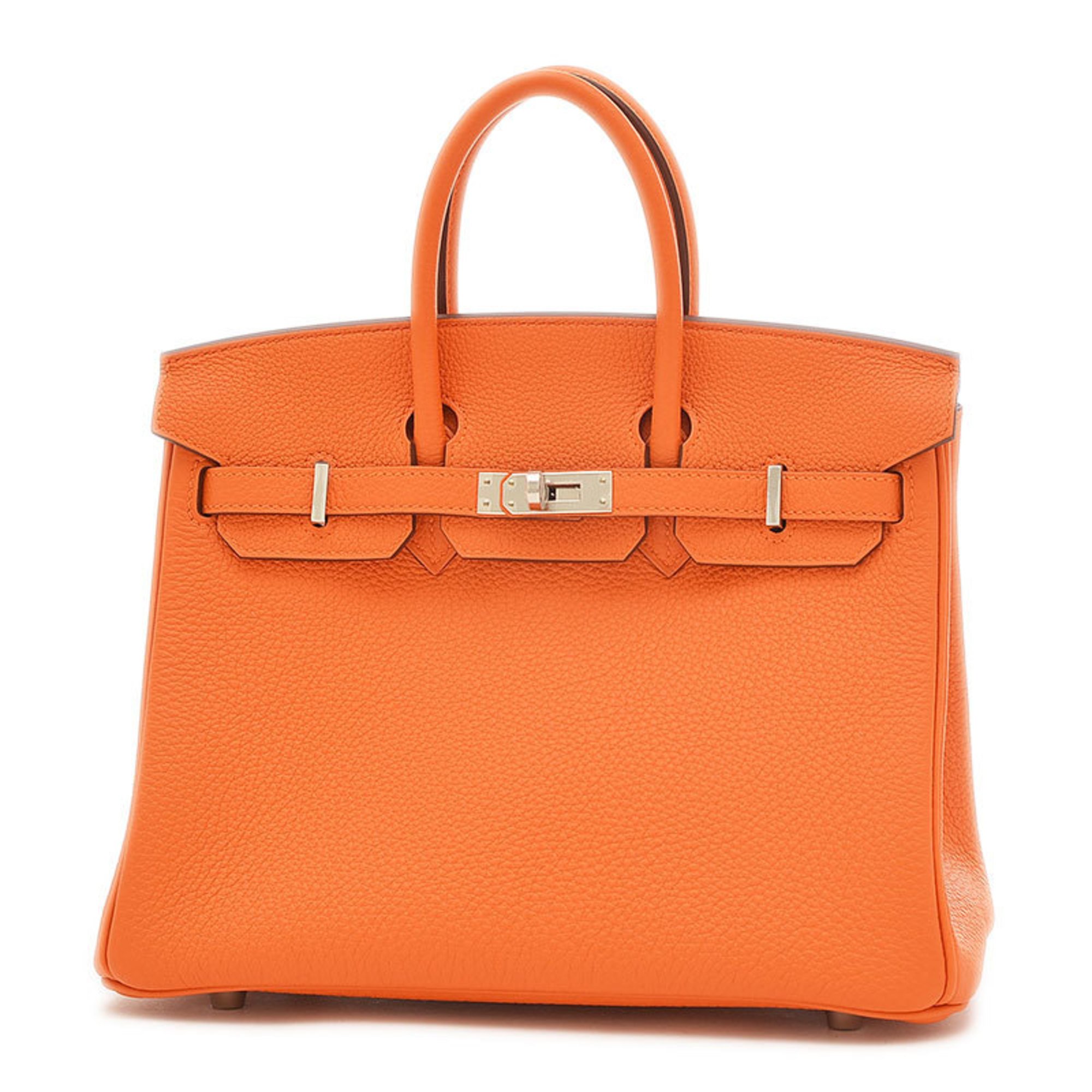Hermes Birkin 25 Handbag Togo Orange Amber B Stamp