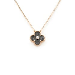 Van Cleef & Arpels Alhambra 2023 Holiday Season Limited Edition Silver Obsidian 1P Diamond K18PG Pink Gold Necklace