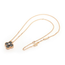 Van Cleef & Arpels Alhambra 2023 Holiday Season Limited Edition Silver Obsidian 1P Diamond K18PG Pink Gold Necklace