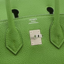 Hermes Birkin 25 Handbag Togo Vert Yucca W Engraved