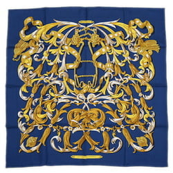 Hermes Carre 90 Scarf, Elegance of the Bit, LE MORS A LA CONETABLE, Navy, White, 100% Silk