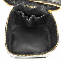 CHANEL Vanity Bag Caviar Skin Coco Mark Handbag A01998 Black Women's