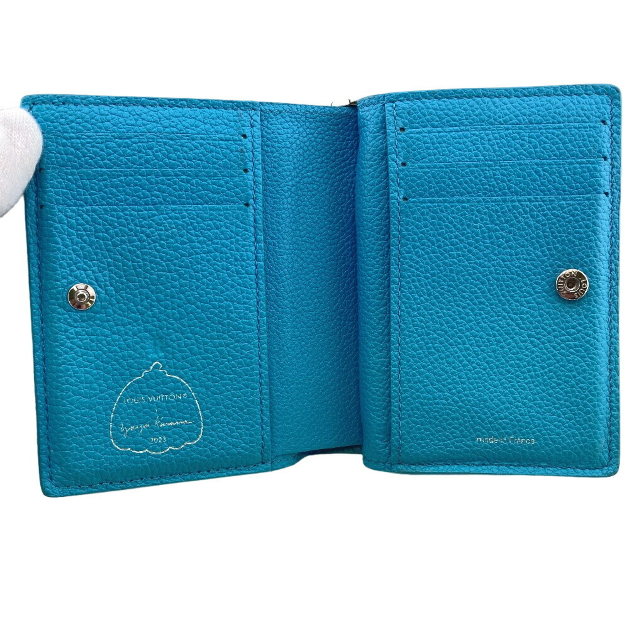 LOUIS VUITTON M82104 Portefeuille Kusama Yayoi Monogram Empreinte Bi-fold Wallet Blue Women's
