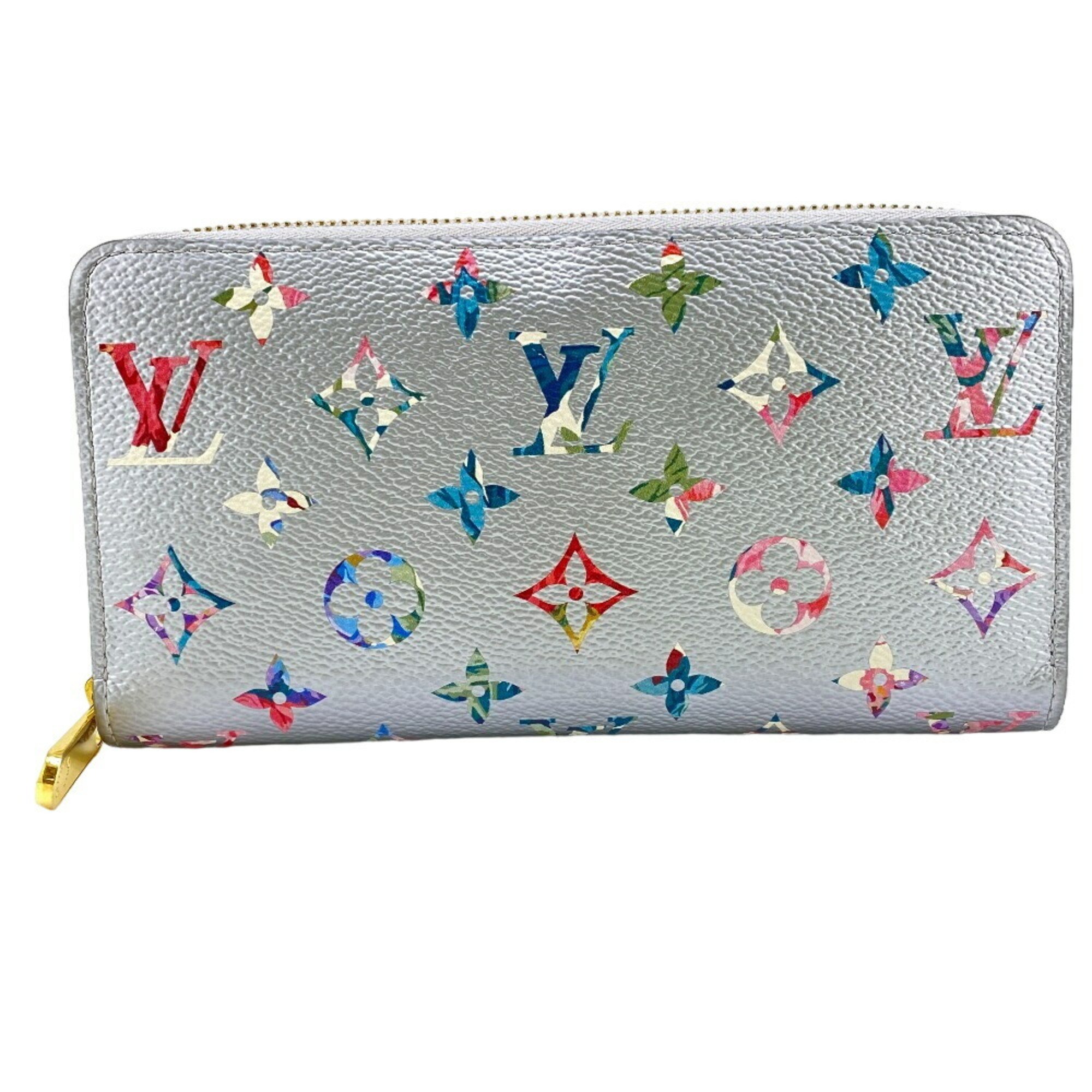 LOUIS VUITTON M81765 Zippy Wallet Garden Round Monogram Long Silver Women's