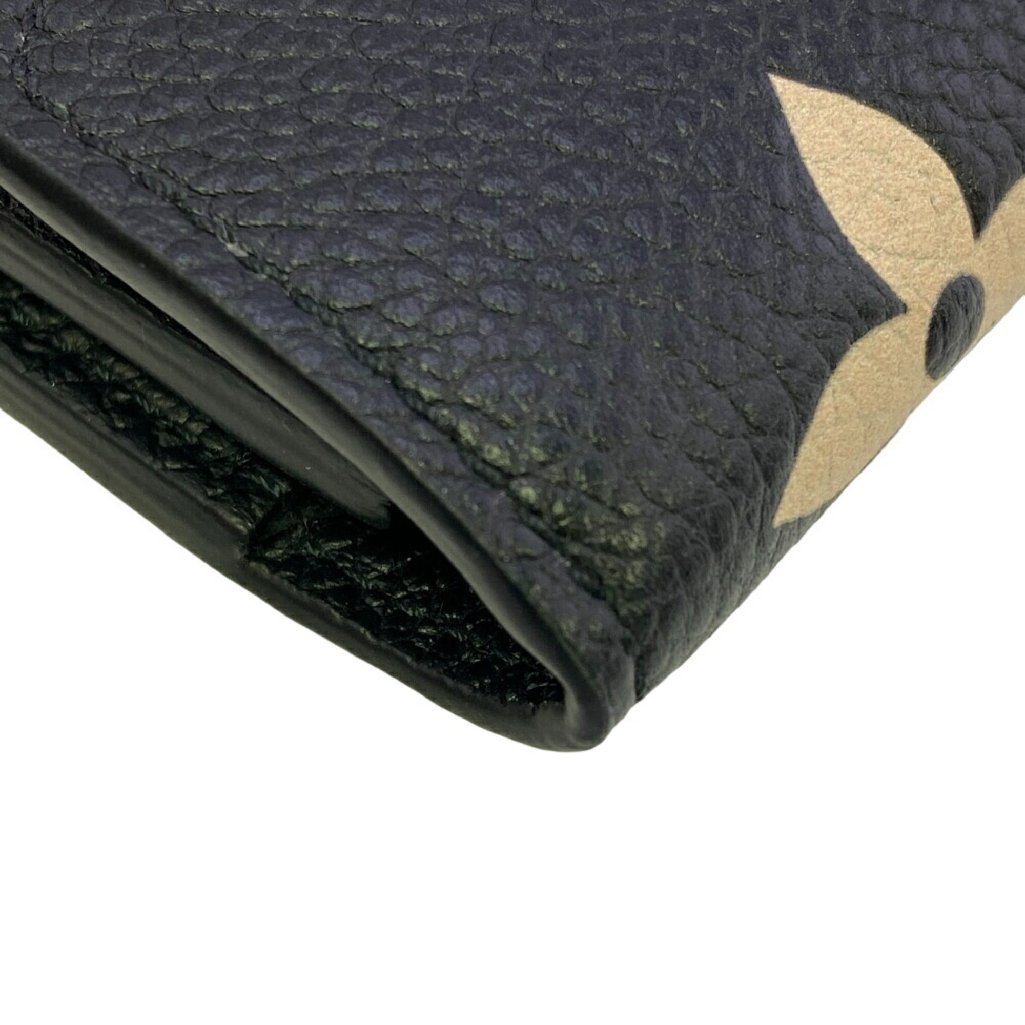 LOUIS VUITTON M80968 Portefeuille Victorine Compact Wallet Monogram Empreinte Tri-fold Black Women's