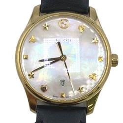 GUCCI G Timeless Quartz Shell Dial Watch Gold Women's