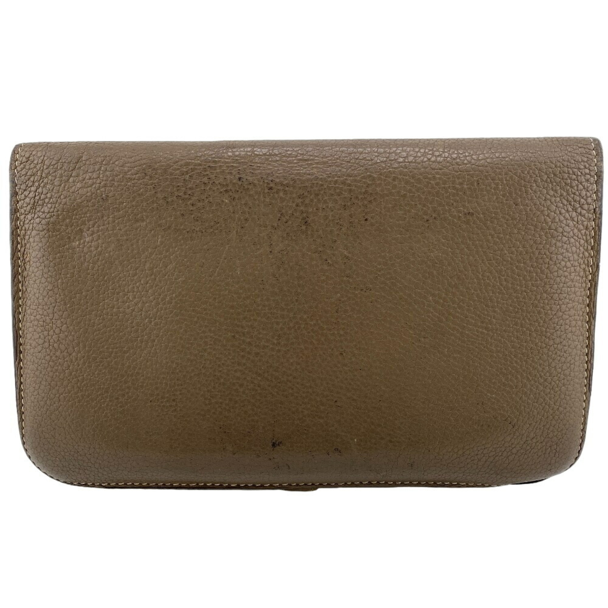 HERMES Dogon Duo 2008 Etoupe Long Wallet Grey Women's