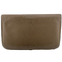 HERMES Dogon Duo 2008 Etoupe Long Wallet Grey Women's