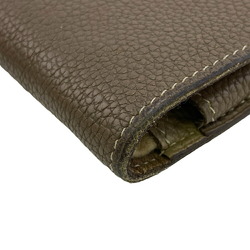 HERMES Dogon Duo 2008 Etoupe Long Wallet Grey Women's