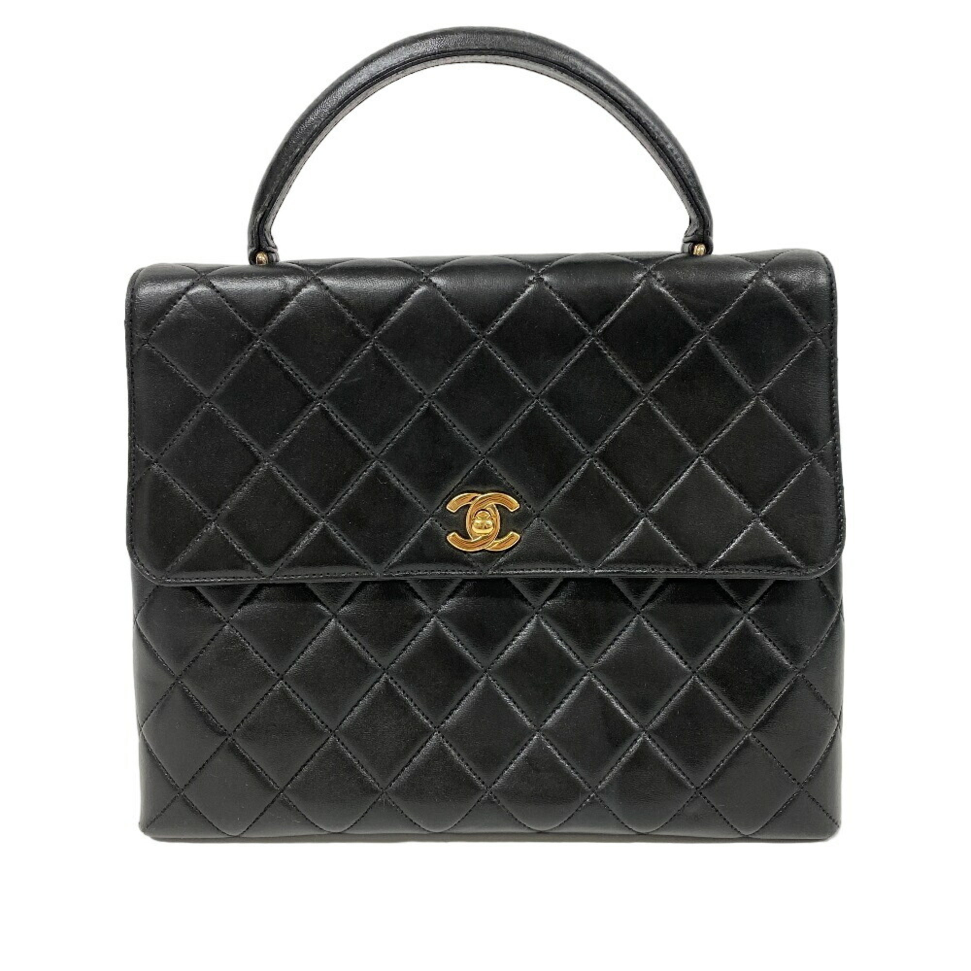 CHANEL Turnlock Matelasse Coco Mark Handbag Black Women's