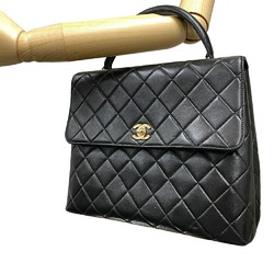 CHANEL Turnlock Matelasse Coco Mark Handbag Black Women's