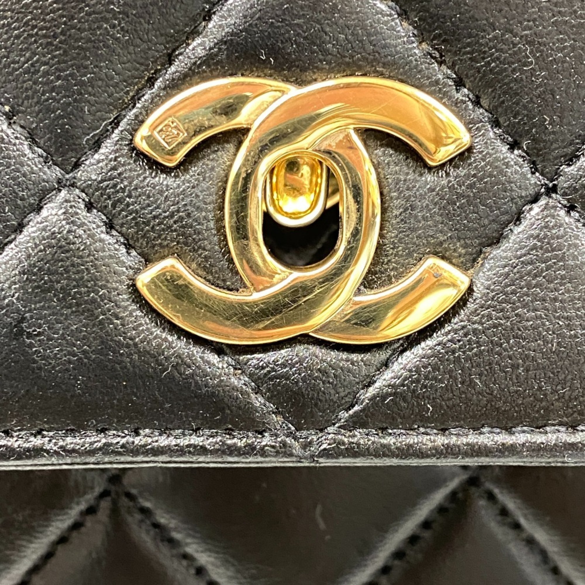 CHANEL Turnlock Matelasse Coco Mark Handbag Black Women's