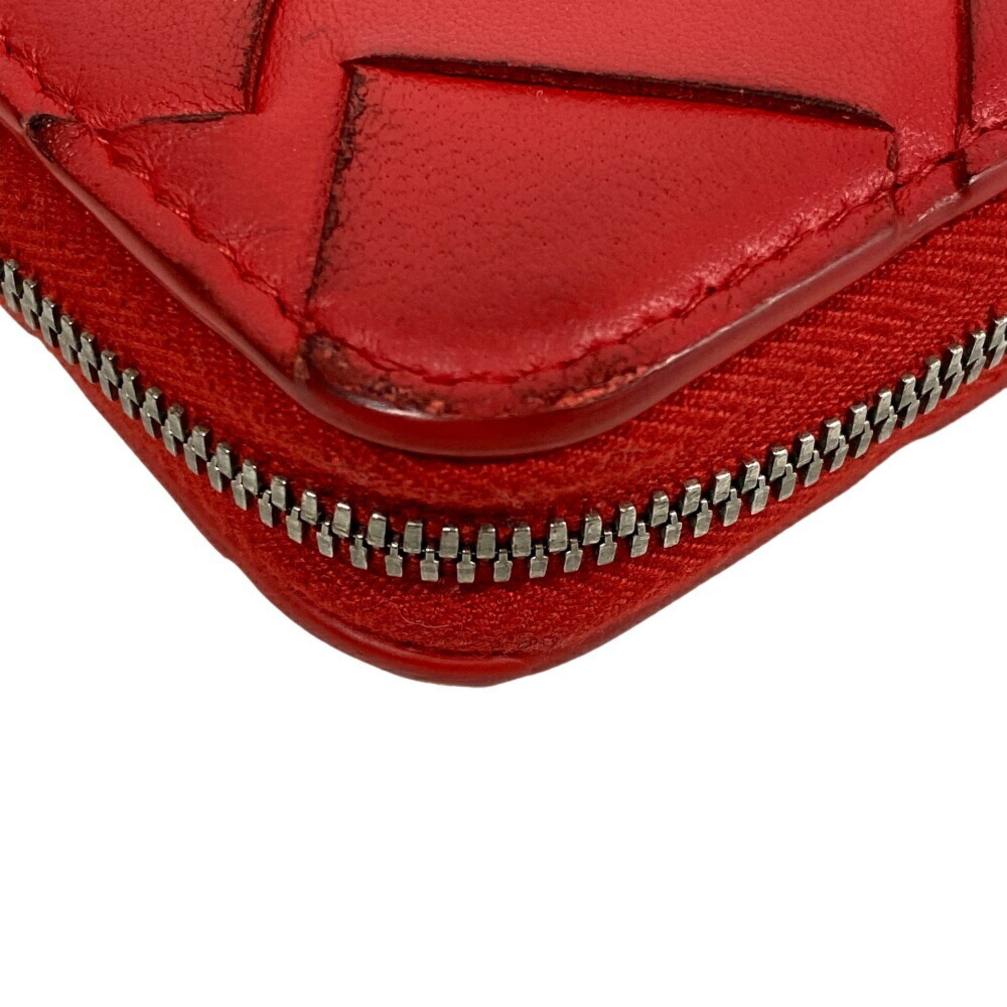 BOTTEGAVENETA Bottega Veneta Round Intrecciato Long Wallet Red Unisex