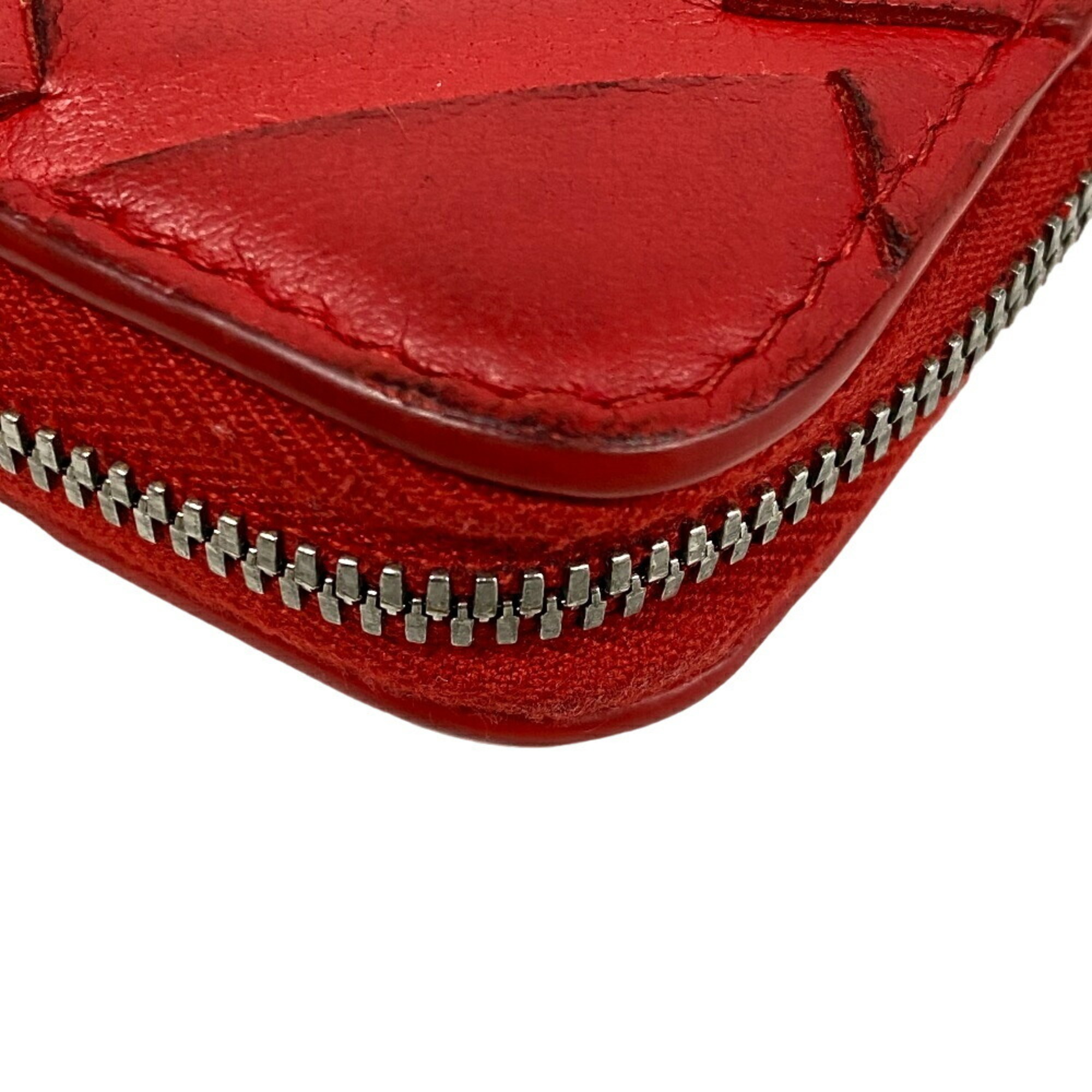 BOTTEGAVENETA Bottega Veneta Round Intrecciato Long Wallet Red Unisex