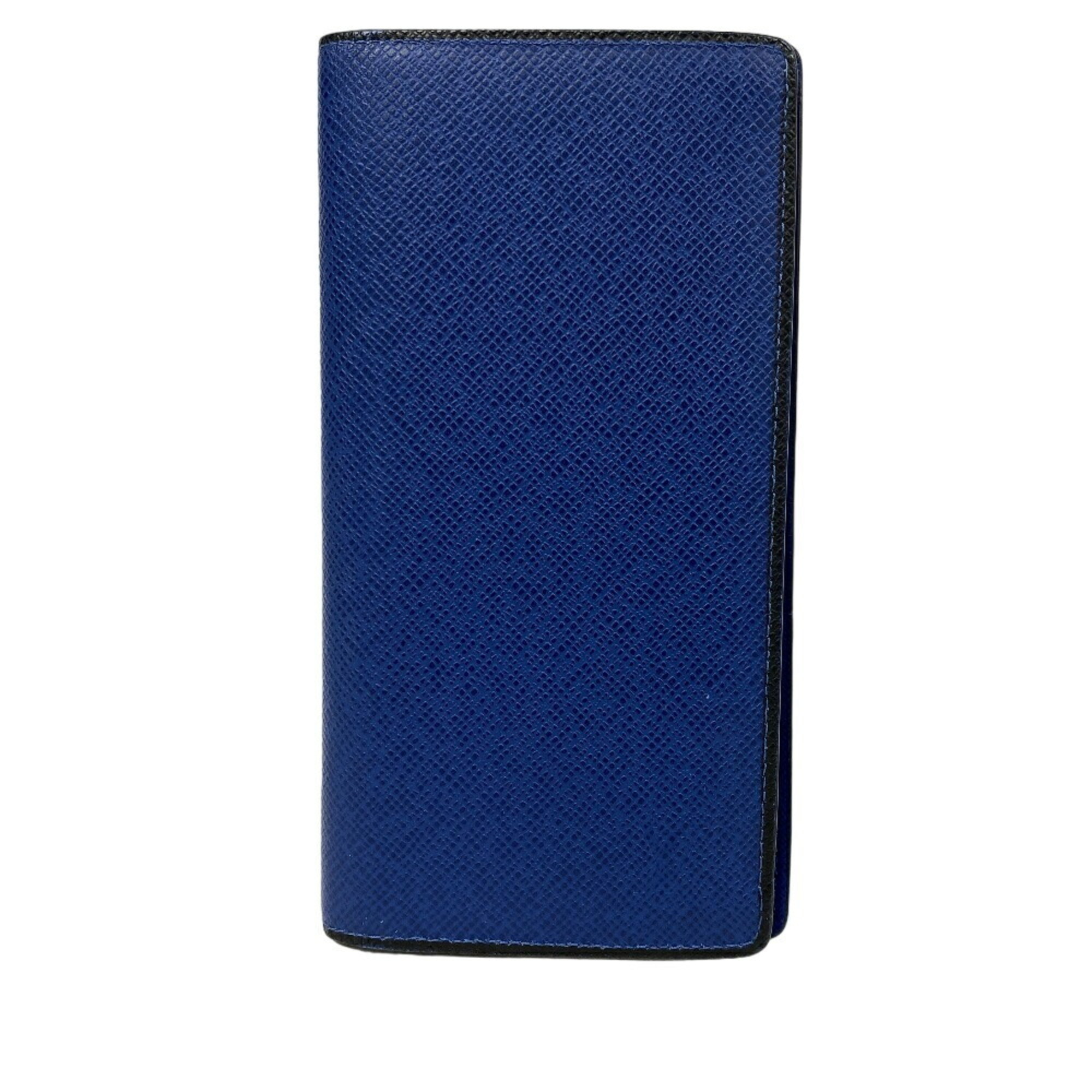 LOUIS VUITTON M30559 Portefeuille Brazza Taiga Long Wallet Blue Ocean Men's