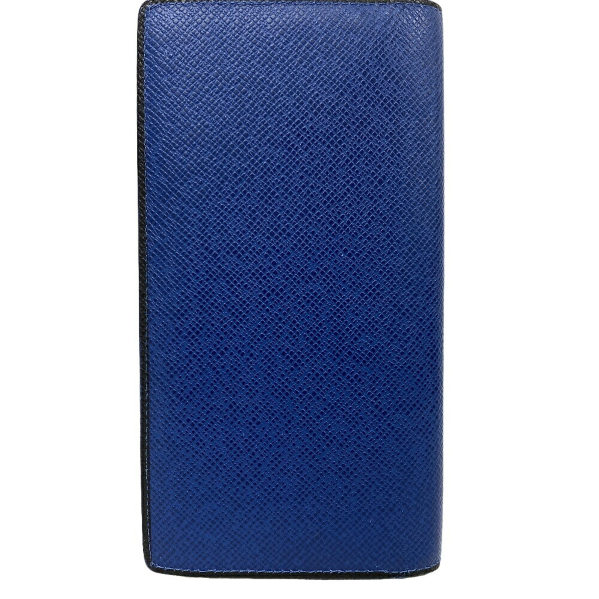 LOUIS VUITTON M30559 Portefeuille Brazza Taiga Long Wallet Blue Ocean Men's