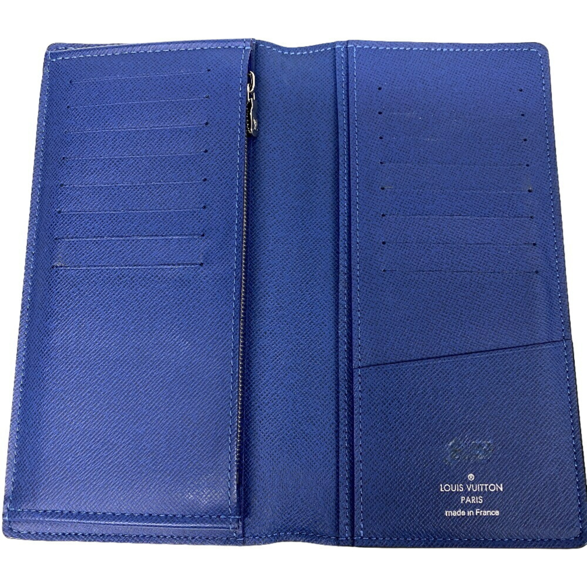 LOUIS VUITTON M30559 Portefeuille Brazza Taiga Long Wallet Blue Ocean Men's