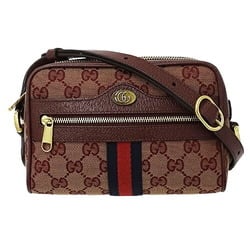 Gucci GUCCI Bag Women's Shoulder Shelly GG Canvas Bordeaux Red 517350 Compact
