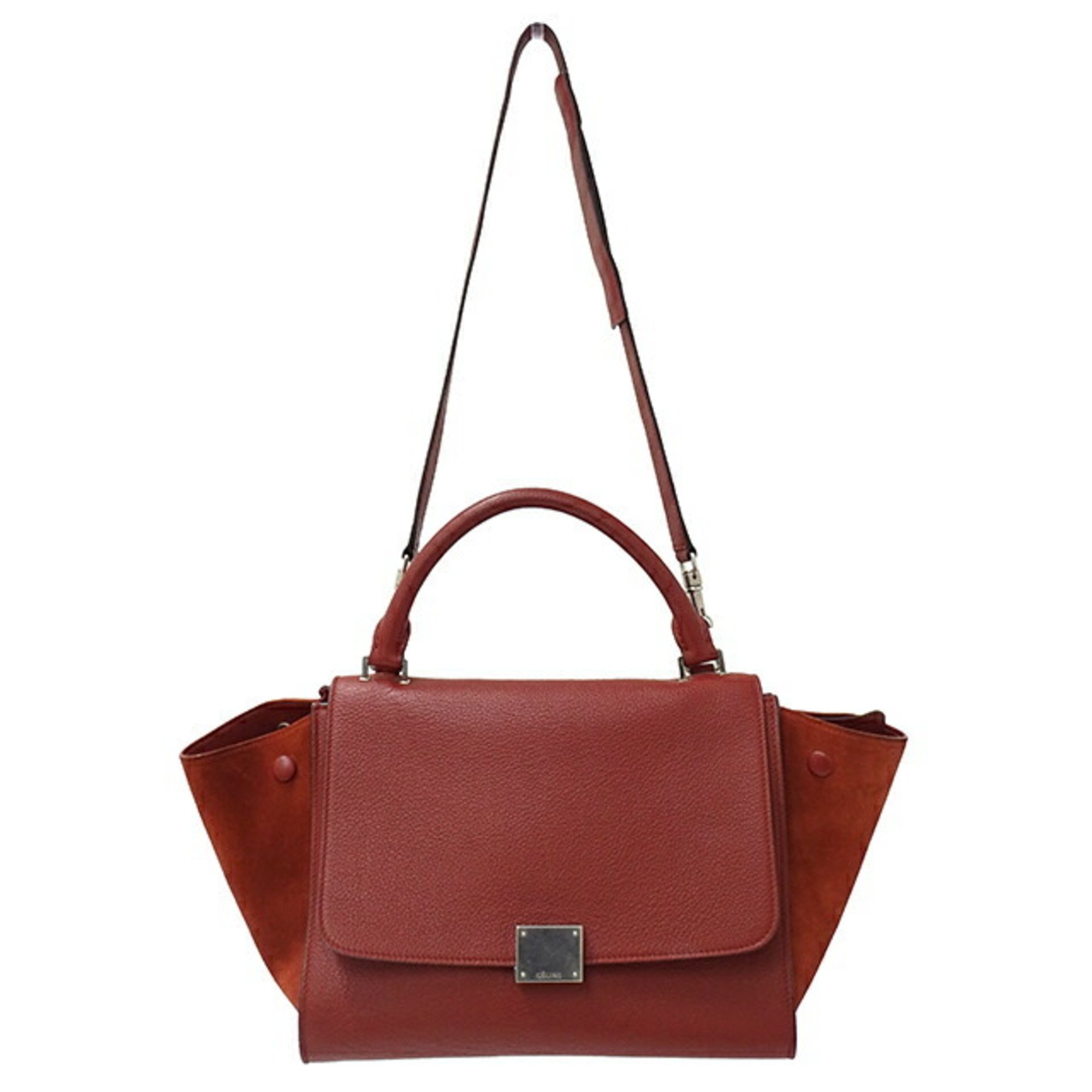 CELINE Bag Women's Handbag Shoulder 2way Leather Trapeze Small Red