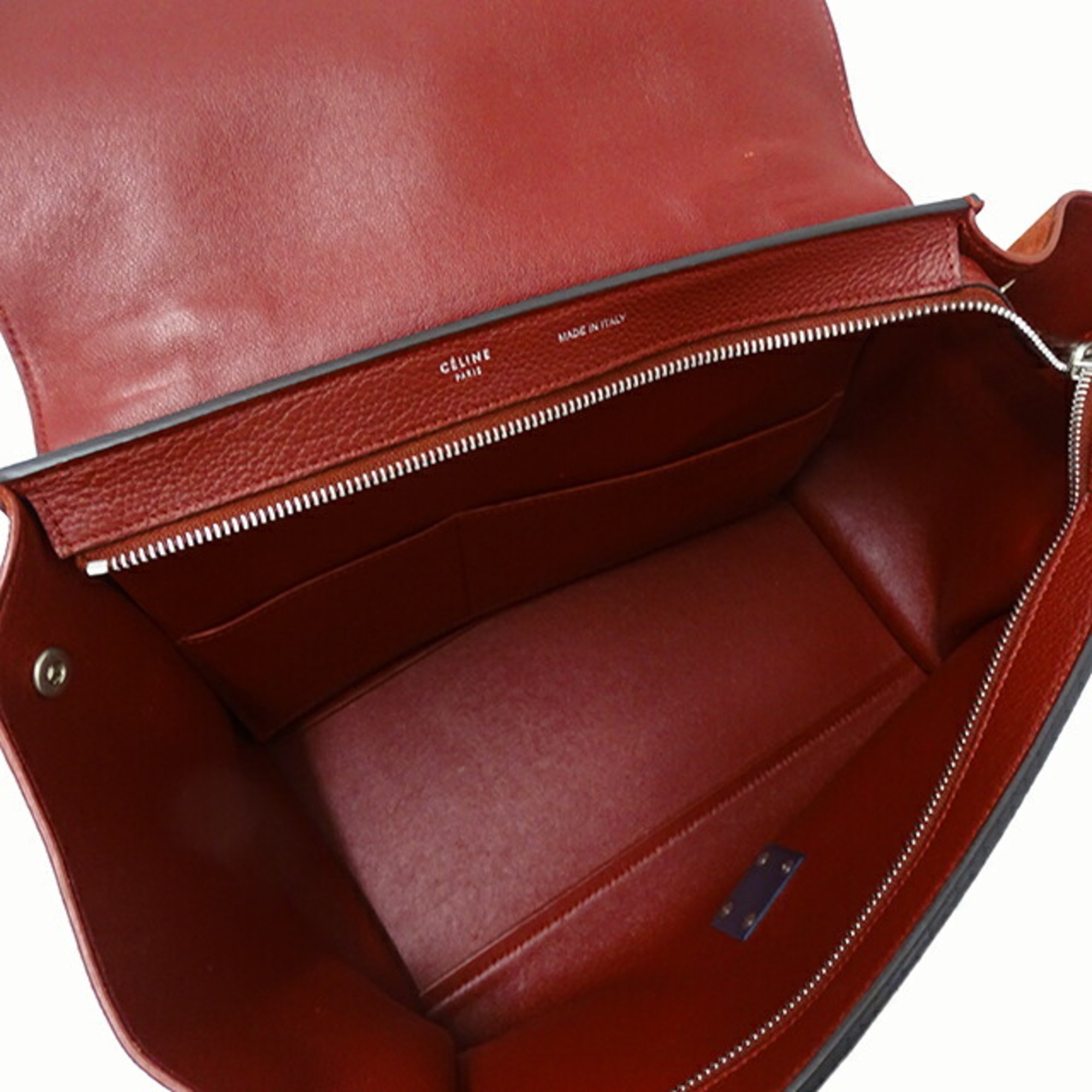 CELINE Bag Women's Handbag Shoulder 2way Leather Trapeze Small Red