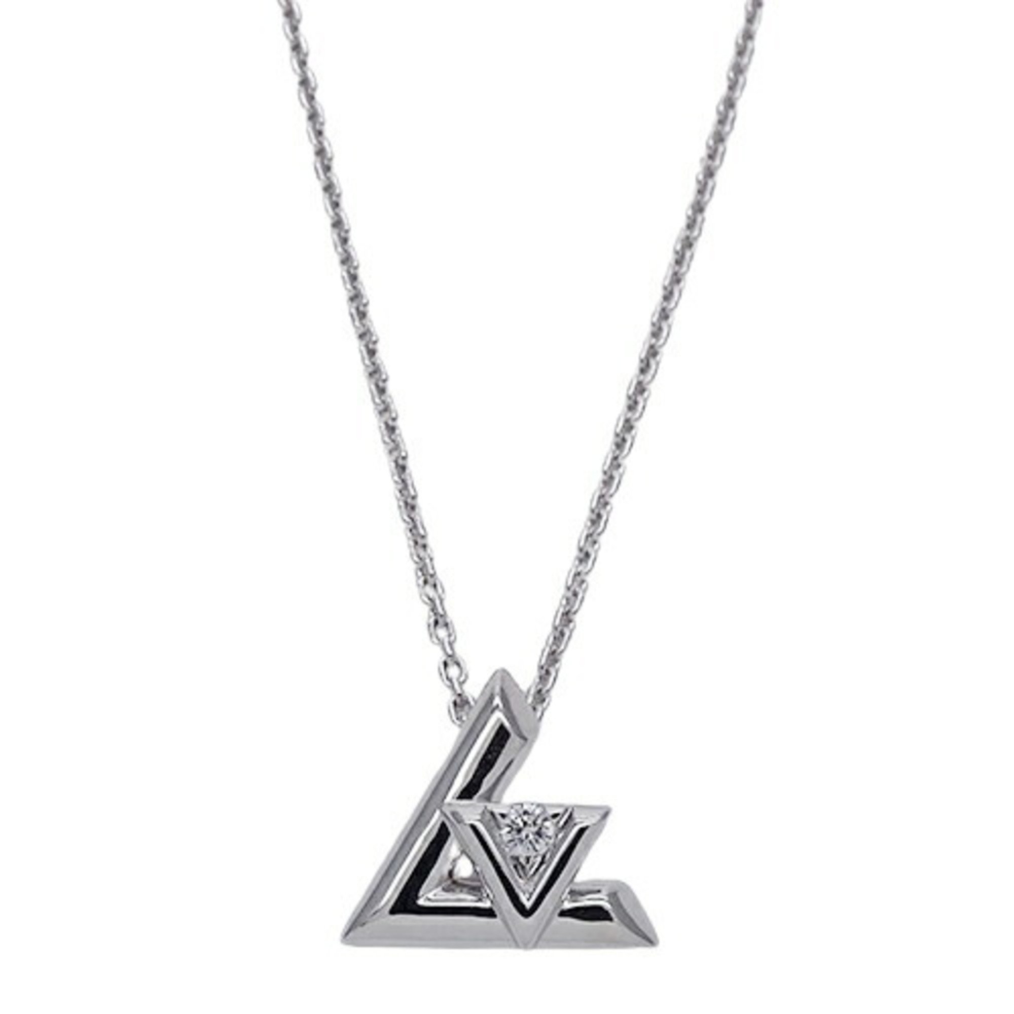 LOUIS VUITTON Necklace for Women 750WG Diamond Indantif LV Volt One PM White Gold Q93806 Polished