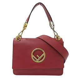 FENDI bag for women, F is handbag, shoulder bag, 2way, leather, Canay F, red, 8BT284