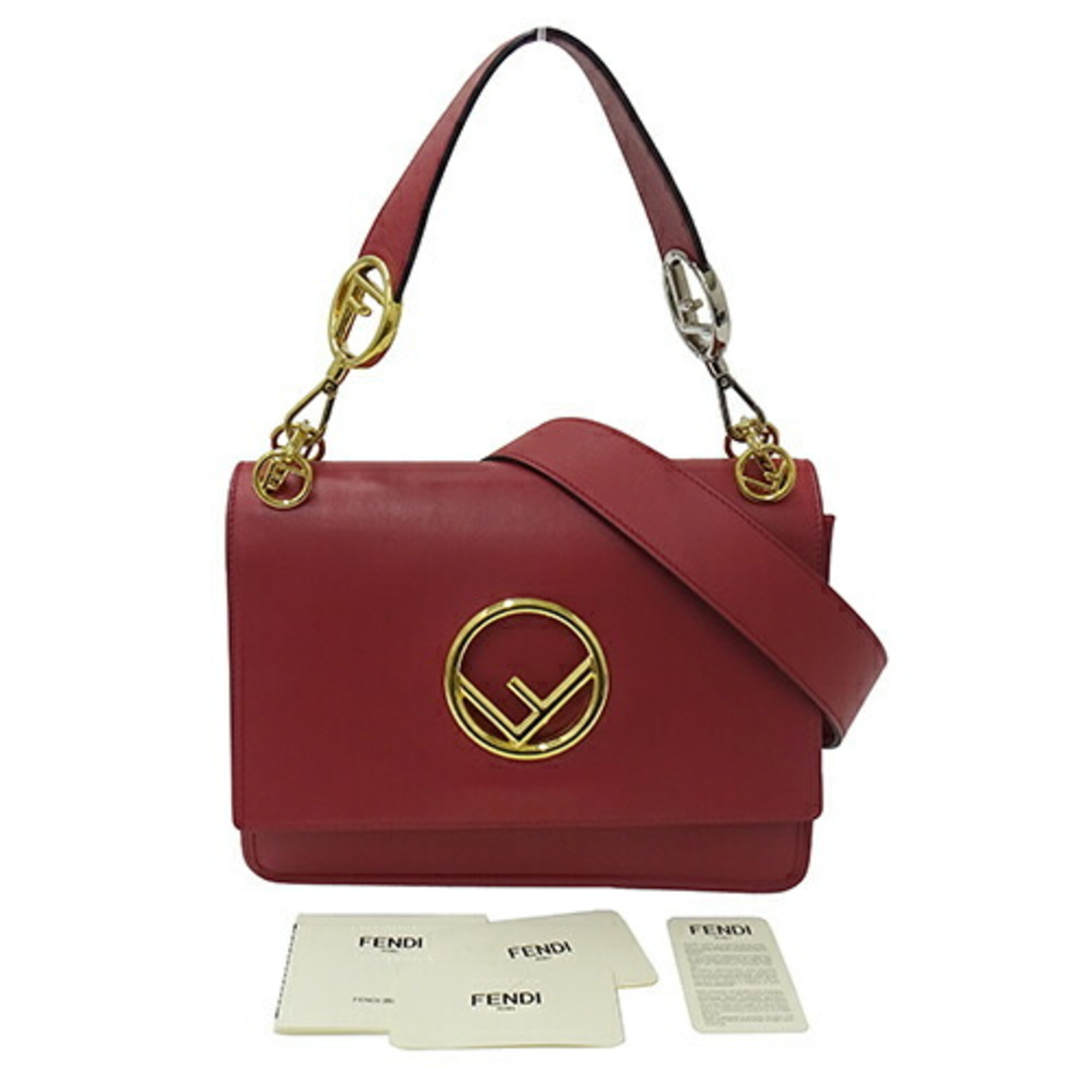 FENDI bag for women, F is handbag, shoulder bag, 2way, leather, Canay F, red, 8BT284