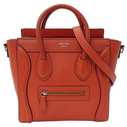 CELINE Bag Women's Luggage Handbag Shoulder 2way Leather Nano Shopper Red Compact