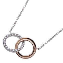 Tiffany & Co. Necklace for Women 750WG 750PG Diamond 1837 Interlocking Double Circle White Gold Pink Polished
