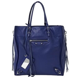 BALENCIAGA Women's Tote Bag Handbag The Paper A5 Leather Blue 357630