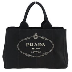 PRADA Bag Women's Handbag Tote Canvas Canapa Black BN1877