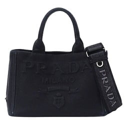 PRADA Bag Women's Tote Handbag Shoulder 2way Canapa Canvas Black 1BG439 Compact