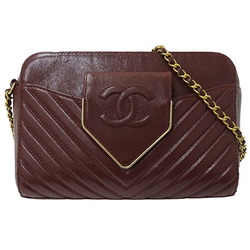 Chanel CHANEL Bag V Stitch Women's Shoulder Leather Bordeaux Chain