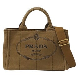 PRADA Women's Tote Bag, Handbag, Shoulder 2way, Canapa Canvas, Light Brown, B2439G, Beige, Compact