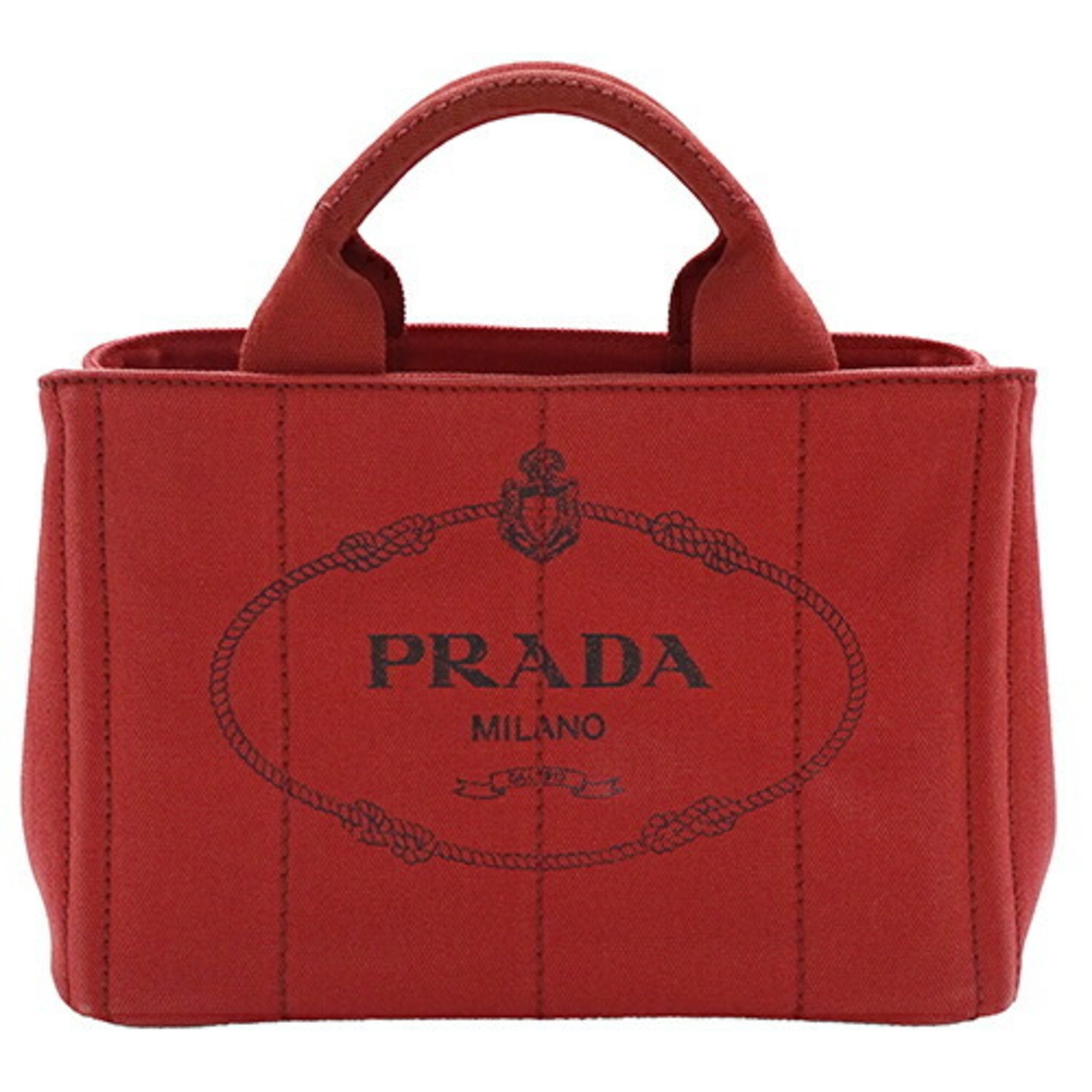 PRADA Bag Women's Handbag Tote Canvas Canapa Red BN2439