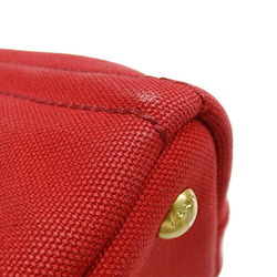 PRADA Bag Women's Handbag Tote Canvas Canapa Red BN2439