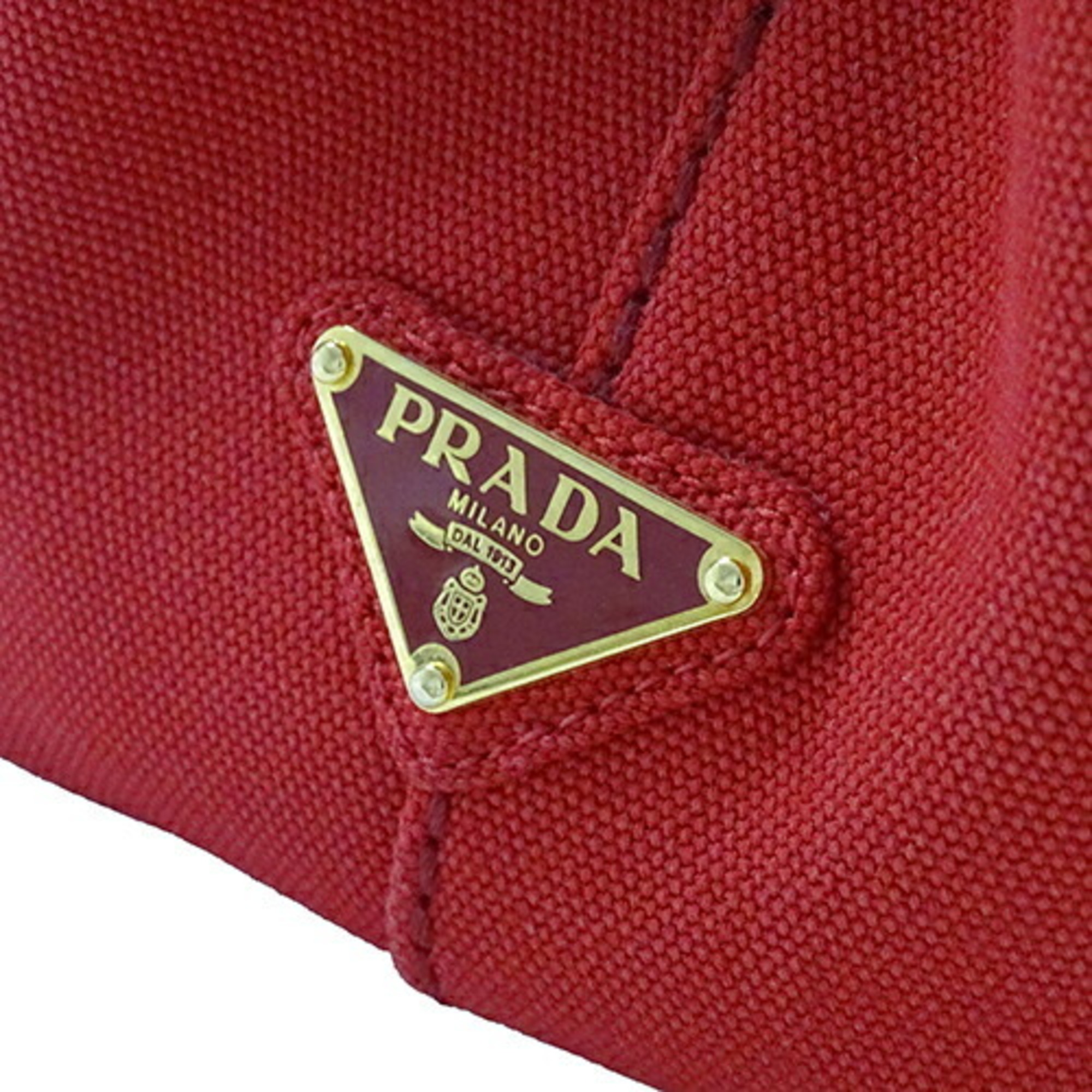 PRADA Bag Women's Handbag Tote Canvas Canapa Red BN2439