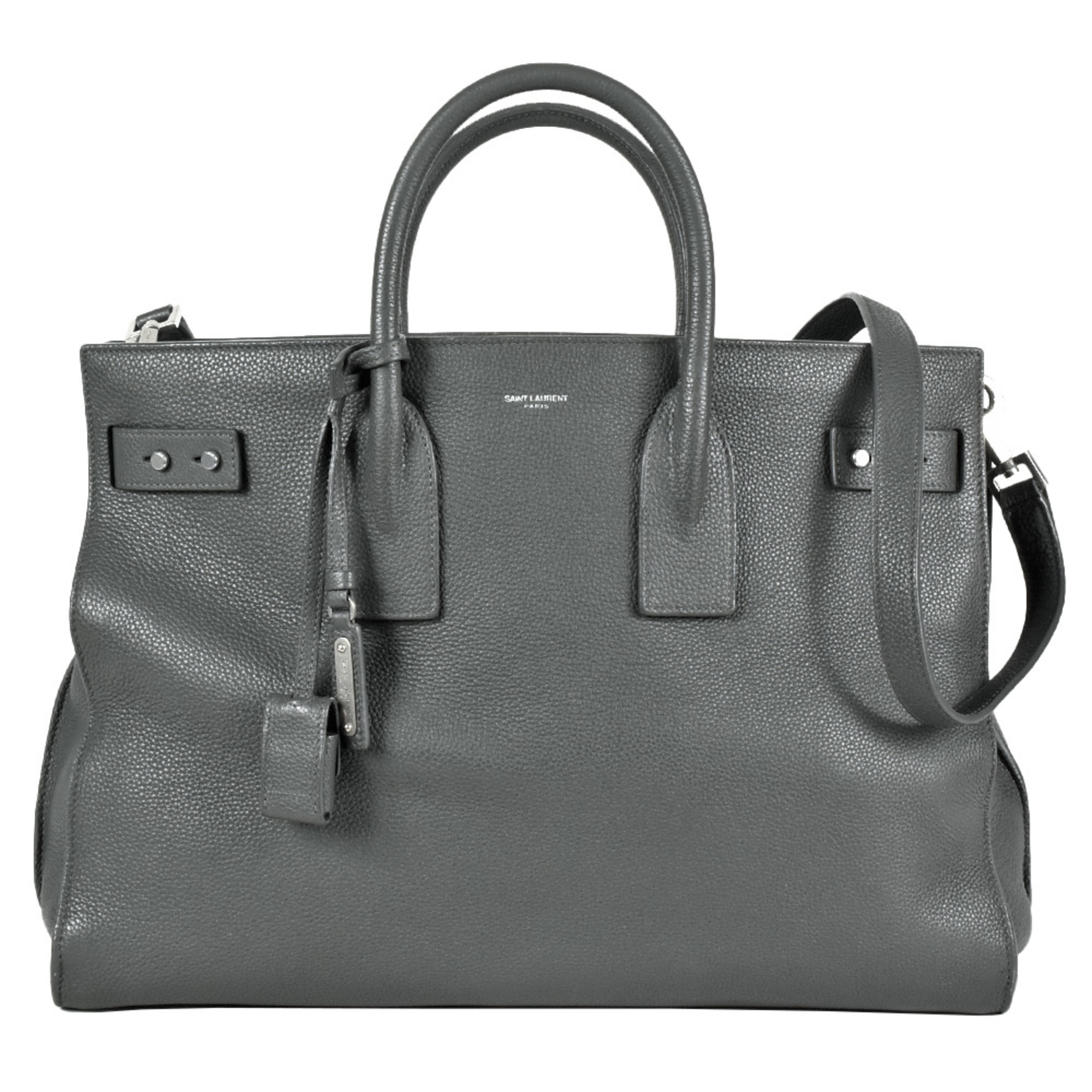 Saint Laurent Thin Large Sac de Jour Tote Bag in Grey Leather